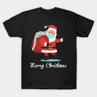 Santa With Face Mask And Toilet Paper Gift Funny Christmas 2020 T-Shirt